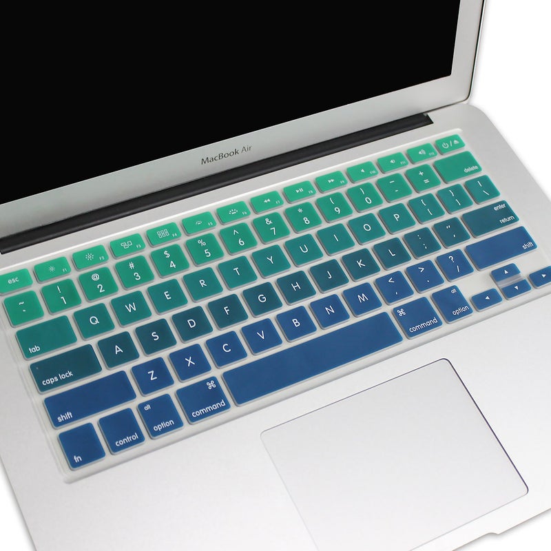 Batianda New Ombre Color Keyboard Cover Protector Silicone Skin for Old Version MacBook Air 13" MacBook Pro 13" 15" 17" (with or w/Out Retina Display) - Gradient Green - Image 2
